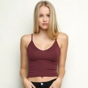 Burgundy Brandy Melville cropped halter top